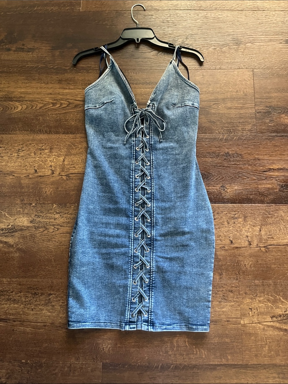 Windsor Denim Lace-Up Mini Dress - Blue